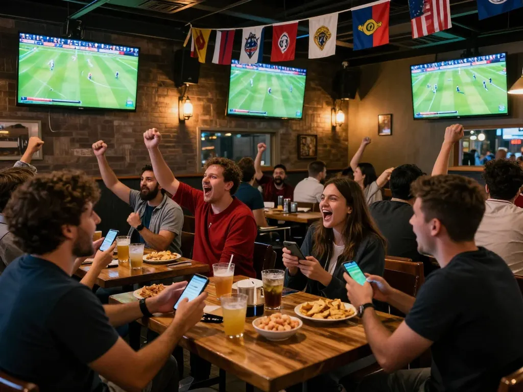 Fans experience live football action and Trực tiếp bóng đá socolive excitement at a lively sports bar