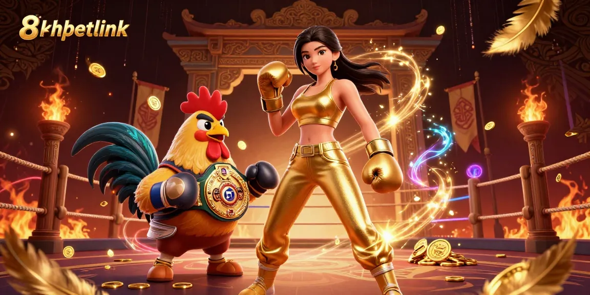 Engage in thrilling bouts at 8xbetlink featuring a 3D champion rooster and boxing athlete.