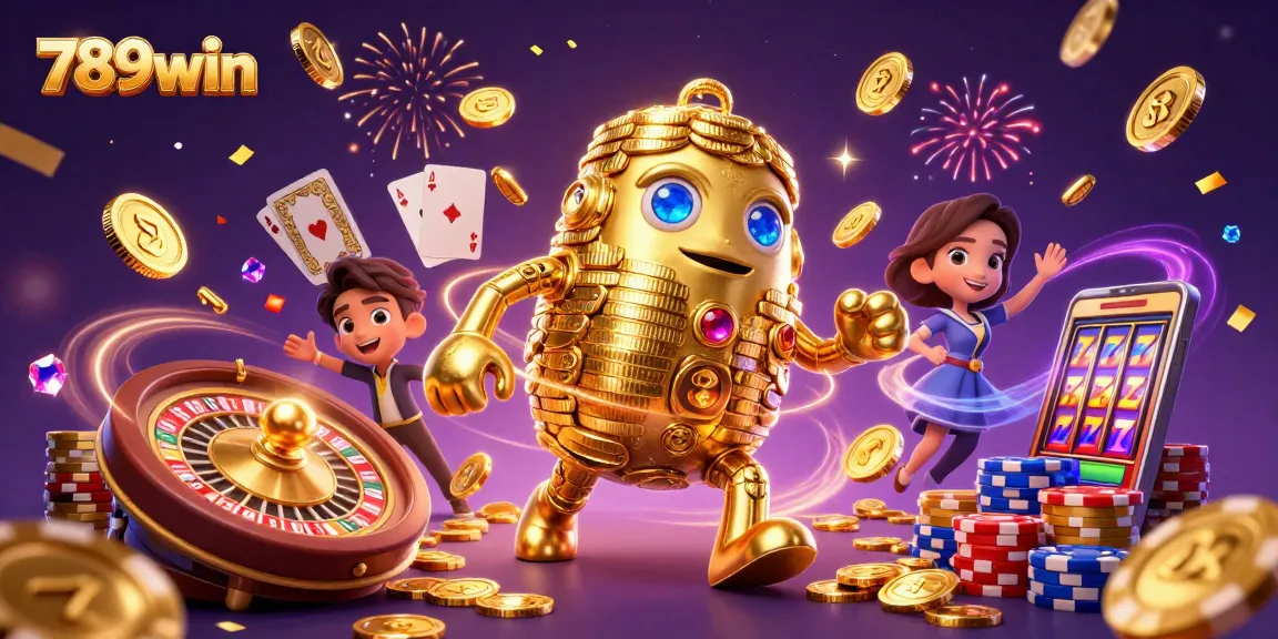 Experience the thrill of 789win with dynamic golden golem and dazzling casino elements.