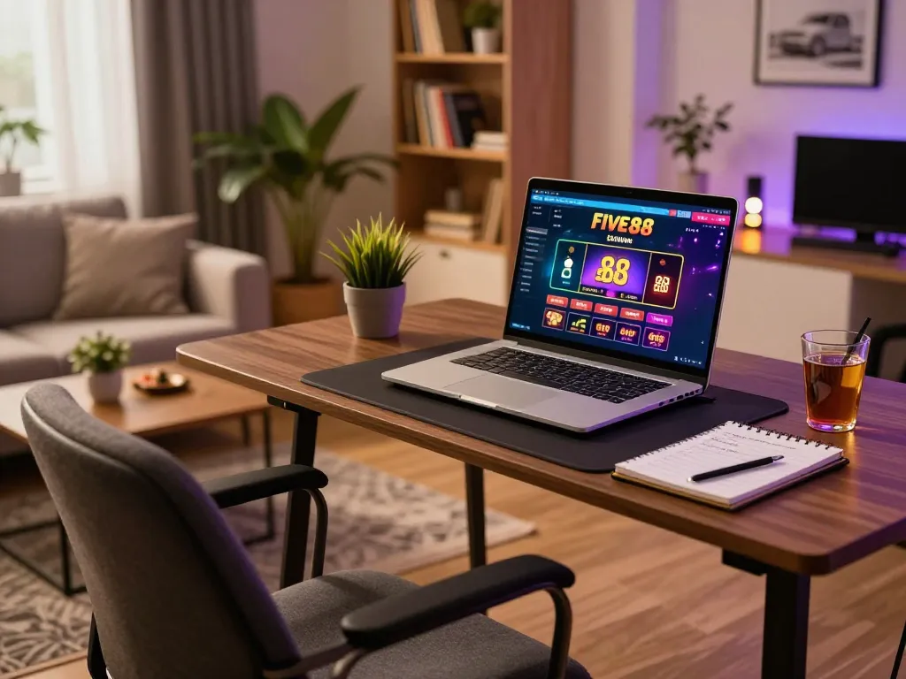 Engaging online gaming experience on five88 platform with a sleek setup and strategic focus.