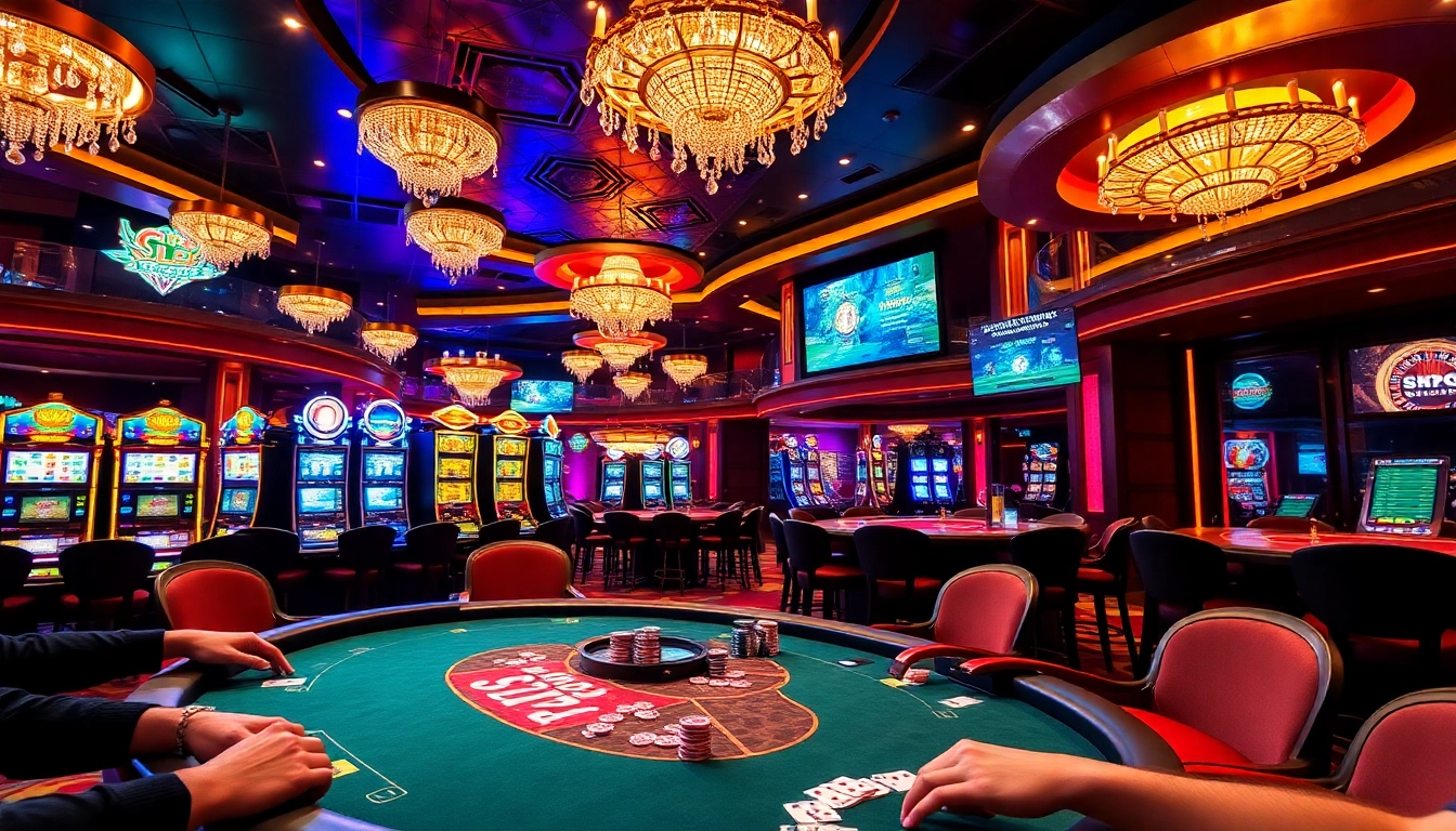 Engaging scene showcasing cakhia trực tiếp betting action at a luxury casino's poker table.