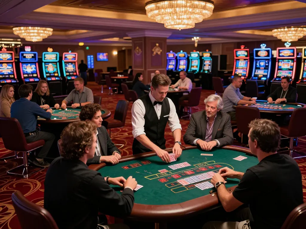 Players engaging in intense blackjack gameplay at a luxurious casino, highlighting the DA88 experience with dynamic betting action.
