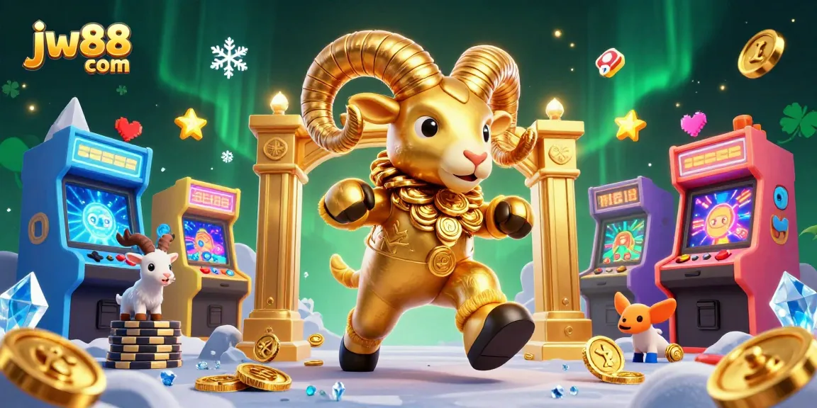 Experience thrilling gameplay at jw88 com with golden ram charging through a vibrant casino scene.