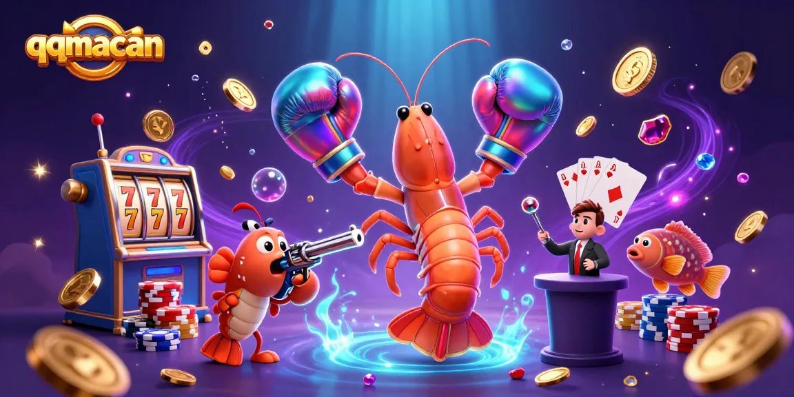 Engage with qqmacan's vibrant casino atmosphere, showcasing dynamic characters and game elements.