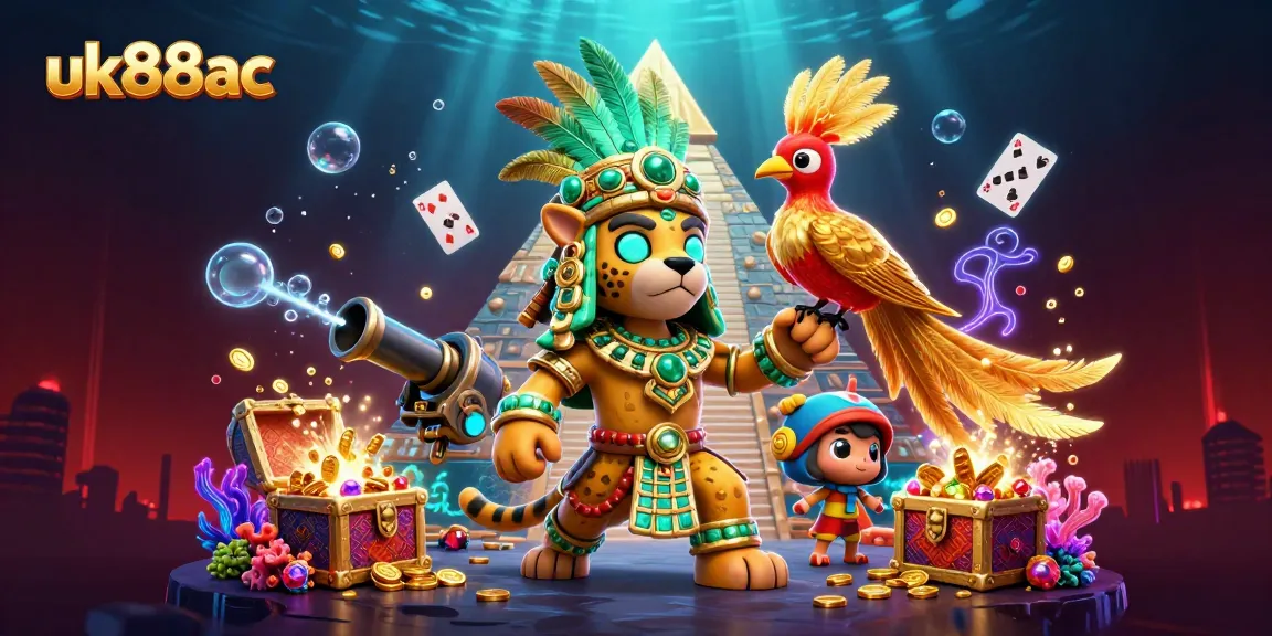 Engage in thrilling gameplay at uk88ac with vibrant 3D Mayan characters amidst underwater treasures.