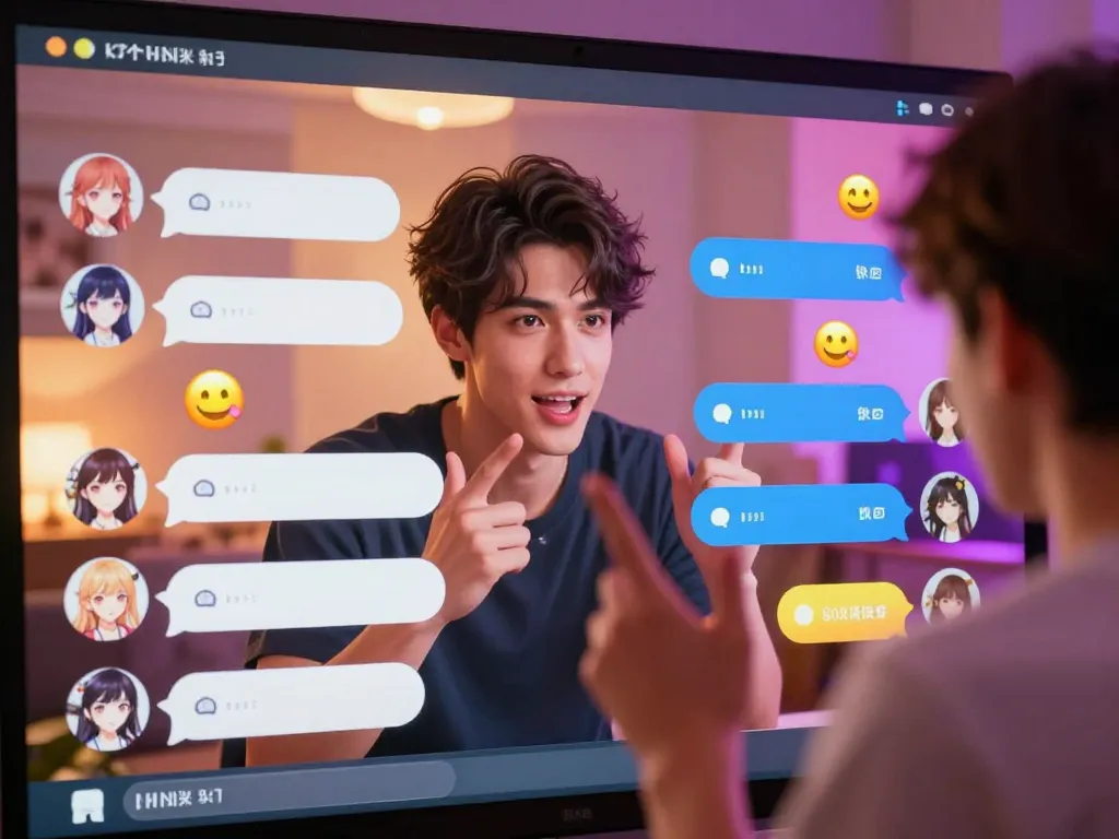 Interactive hentai ai chat with animated characters and vibrant dialog bubbles.