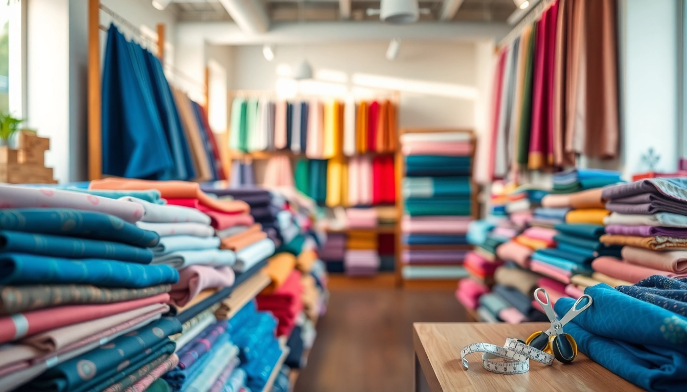 Koop stof per meter in een prachtige winkel vol kleurrijke en diverse stoffen.
