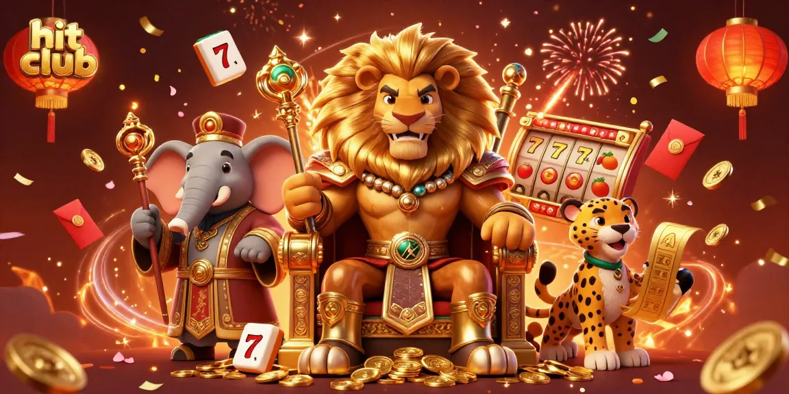 Experience the excitement of hit club with animated characters surrounded by vibrant casino elements.