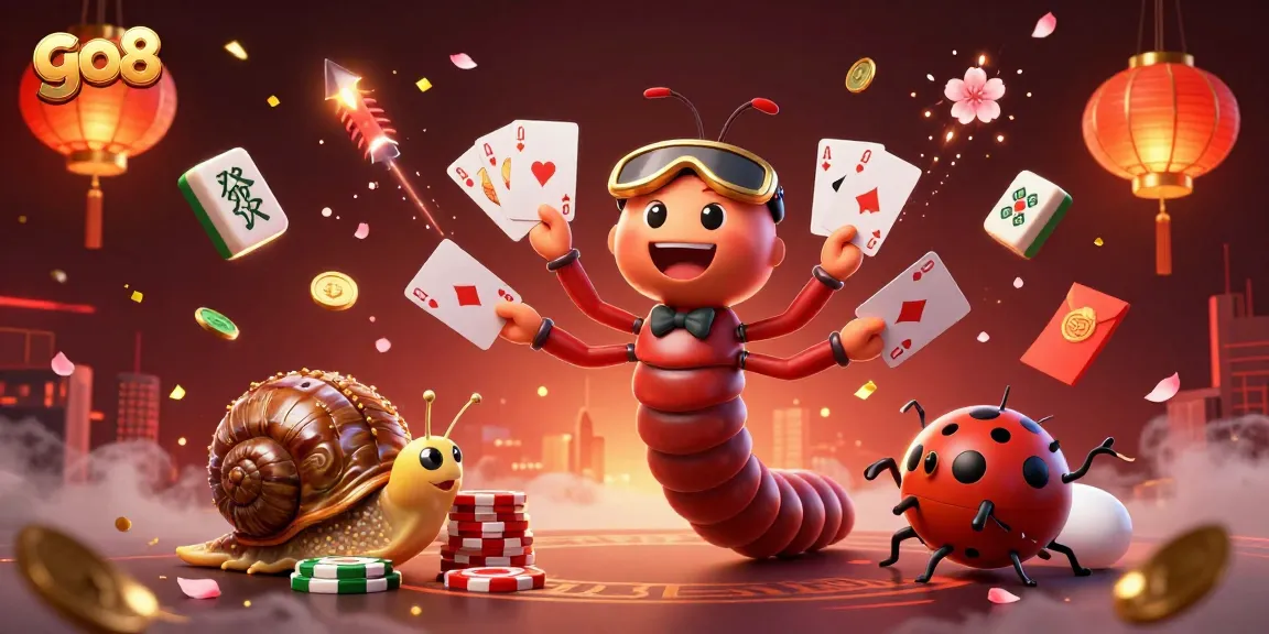 Experience go8's thrilling casino atmosphere with exciting characters and vibrant elements in a dynamic setting.