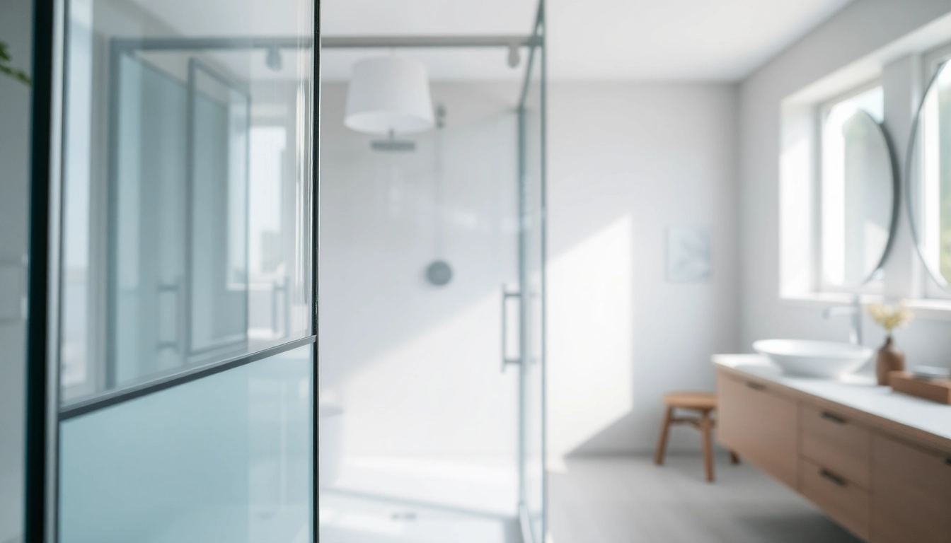 Showcasing a modern shower screen sliding door with elegant design and natural lighting.