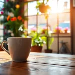 Dégustez un café délicieux dans un Coffee shop lloret de mar rempli de fleurs colorées.