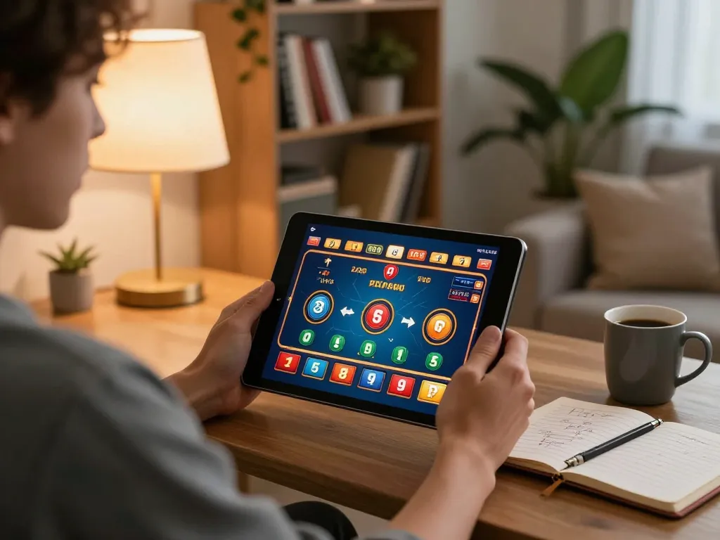 Engaging with casino games on trang chủ F168 in a cozy home setting, showcasing strategic gameplay.