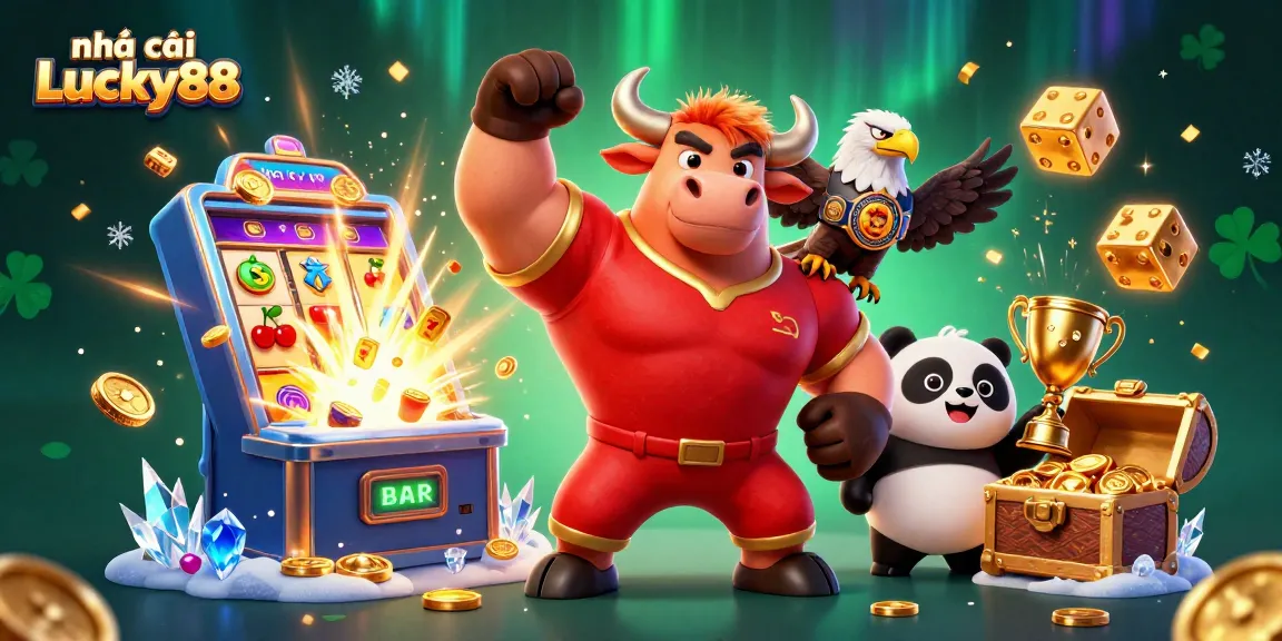 Engage with nhà cái Lucky88 through a vibrant scene showcasing a winning atmosphere with dynamic casino elements.