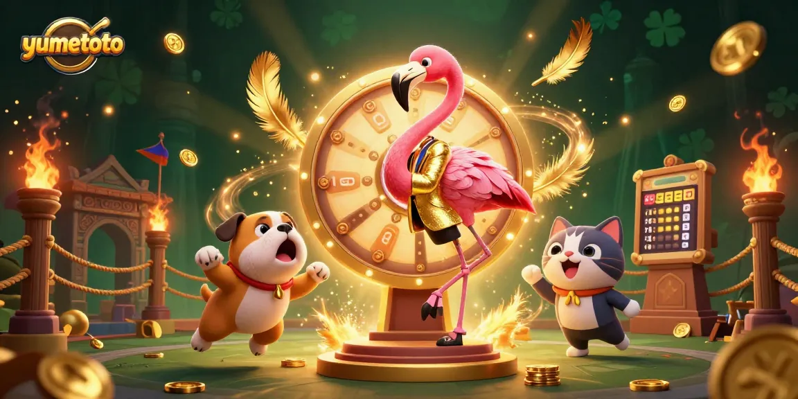 Spin the yumetoto prize wheel with excitement, featuring vibrant colors and gambling energy in a dynamic scene.