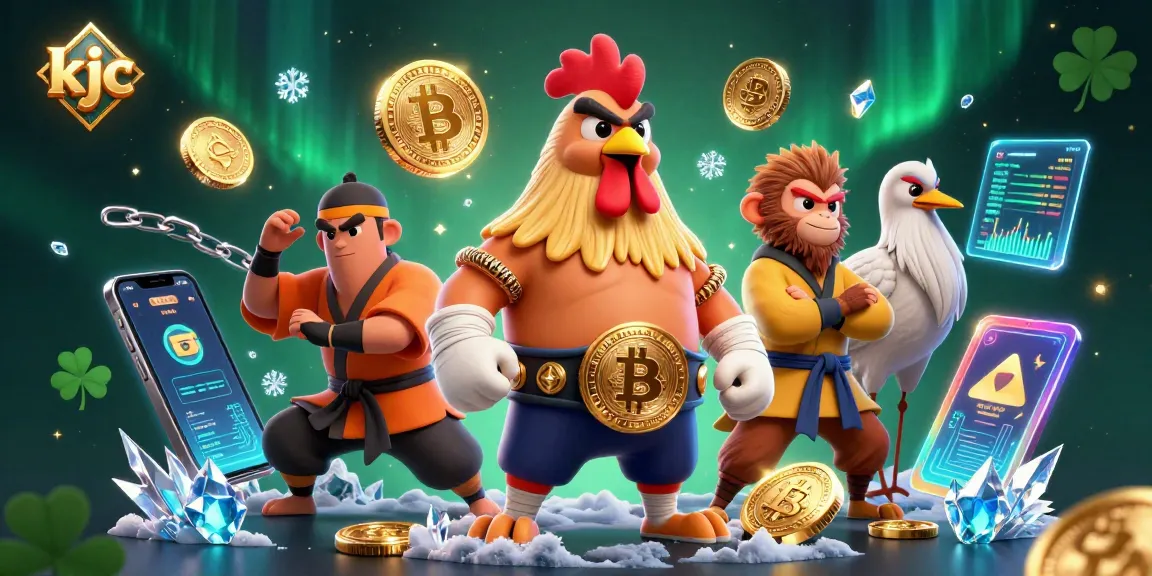 Experience exciting gaming action at kjc with vibrant characters and crypto elements.